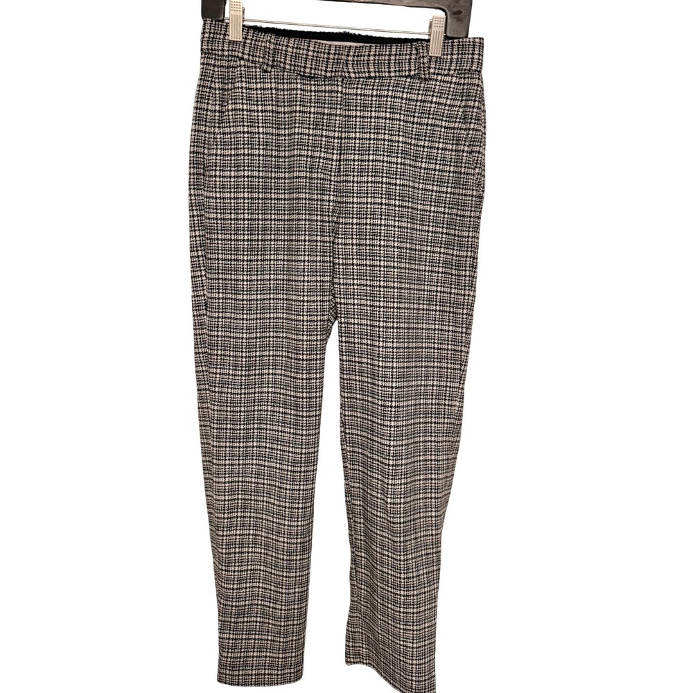 Paul & Joe Sister Trousers 38 Black White Houndstooth Plaid Wool Dark Academia